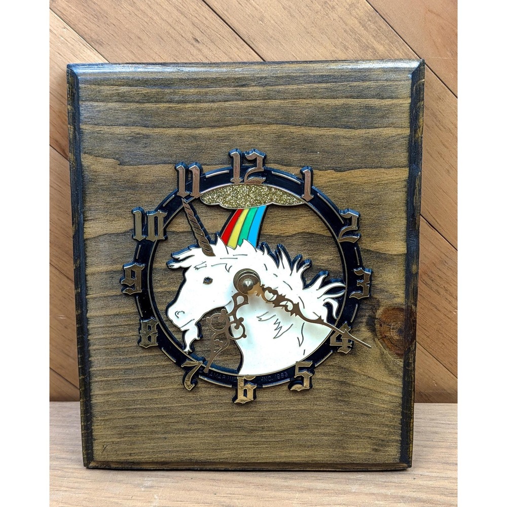 Unicorn Rainbow Wall Clock Vintage 1983 Ramar Industries Inc